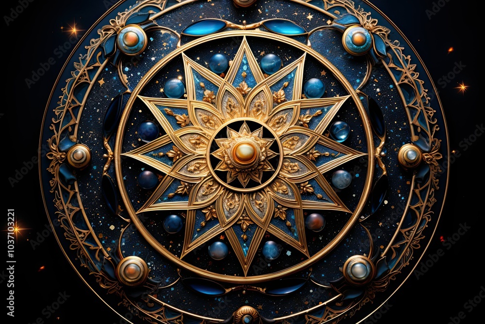Obraz premium This captivating artwork showcases a galaxy pattern with elaborate designs stars and planets evoking a sense of wonder about the universes mysteries