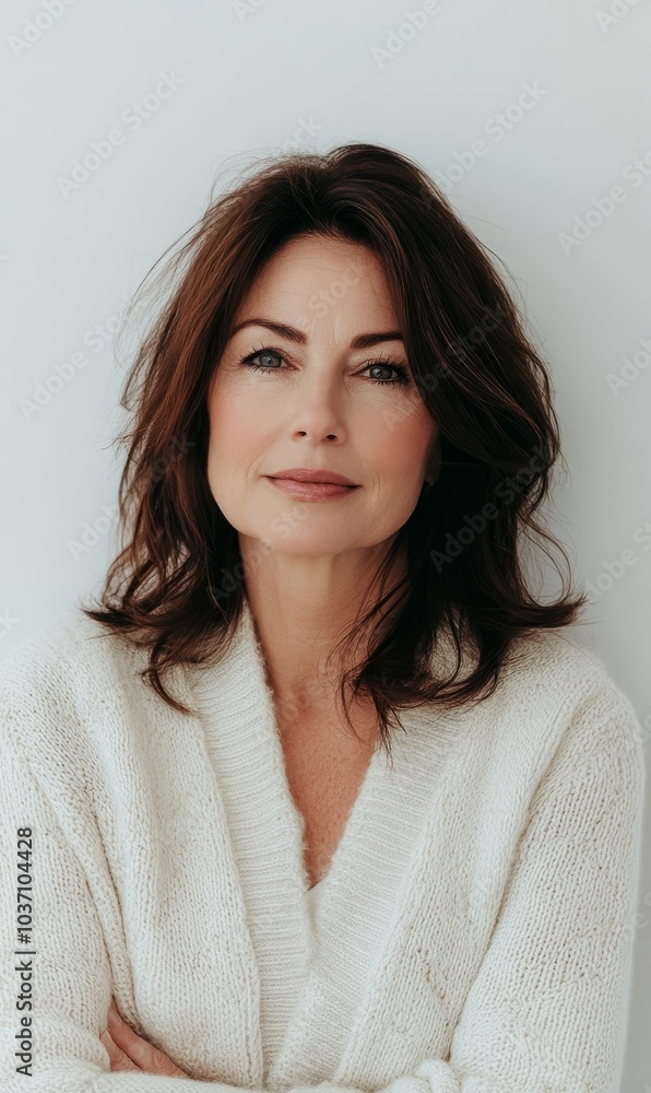 Woman with brown hair and brown eyes looking at camera. Woman with brown hair and brown eyes looking at camera.