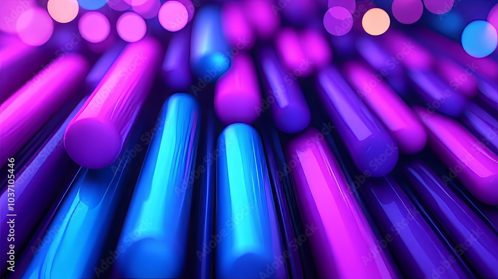 Striking Modern Composition of Neon Tubes in Purple and Blue Hues. Generative AI Striking Modern Composition of Neon Tubes in Purple and Blue Hues. Generative AI