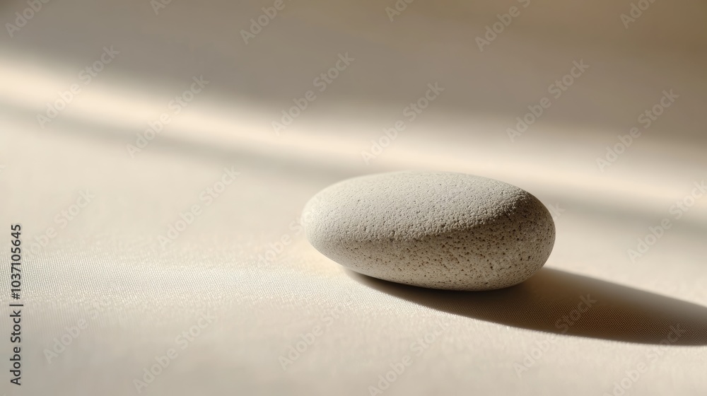Tranquil Stone on Smooth Surface with Soft Shadowing and Warm Light Tranquil Stone on Smooth Surface with Soft Shadowing and Warm Light