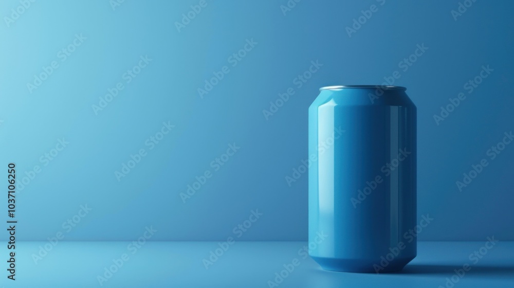Blue Can on Blue Background Blue Can on Blue Background