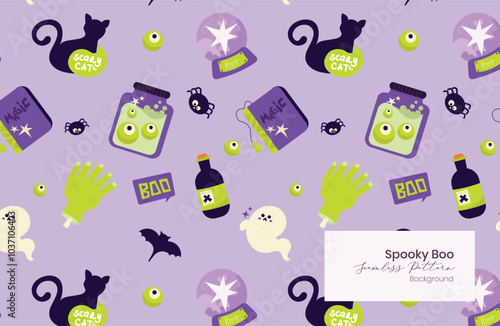 Halloween Magic Elelment Pattern Background photo