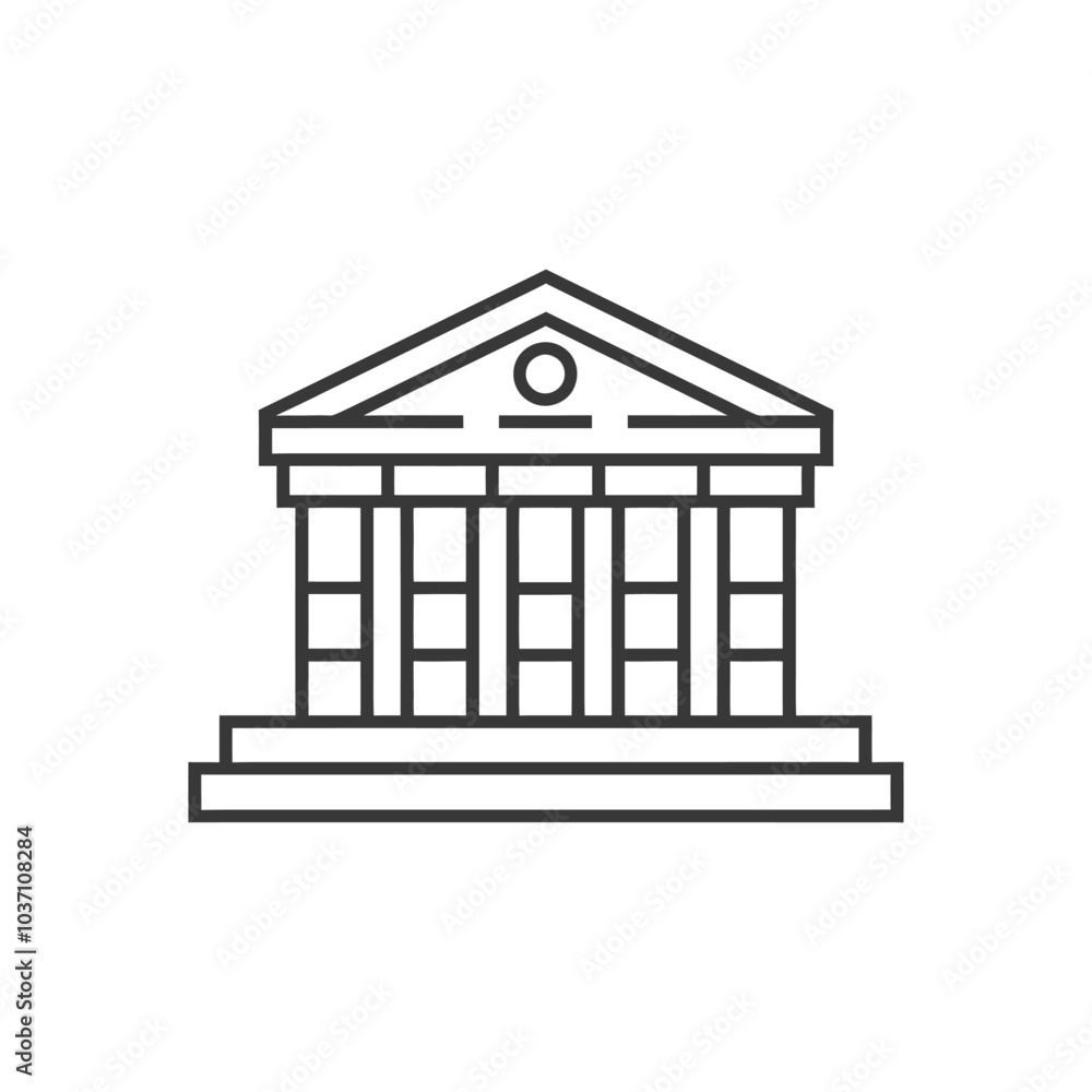 Line Drawing of a Classical Building with Columns and a Pediment Line Drawing of a Classical Building with Columns and a Pediment