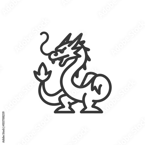 Wallpaper Mural Line Drawing of a Chinese Dragon Torontodigital.ca