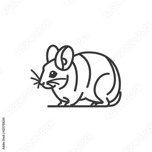 Line drawing of a chinchilla standing on all fours
