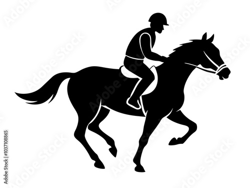 vector horse racing jockey riding silhouette black