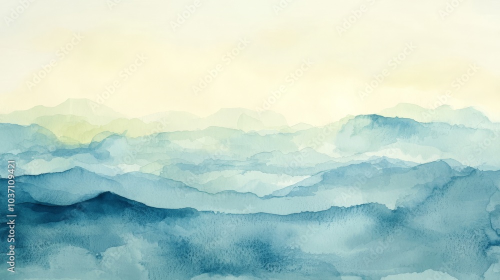 A serene watercolor painting of layered blue mountains, blending hues that evoke tranquility and natural beauty. A serene watercolor painting of layered blue mountains, blending hues that evoke tranquility and natural beauty.