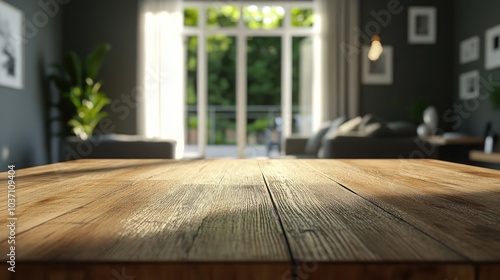 Modern Living Room with Wood Table