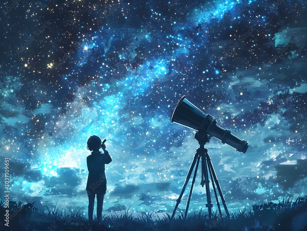 Hesitant Stargazer Contemplating the Cosmos Under a Starry Sky Hesitant Stargazer Contemplating the Cosmos Under a Starry Sky