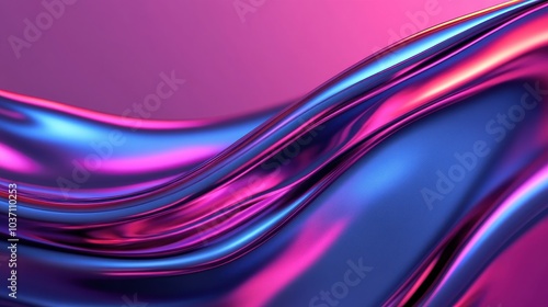 Vibrant metallic fluid surface in pink and blue gradient