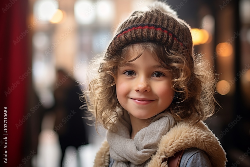 Portrait of a cute little girl in a winter hat and scarf Portrait of a cute little girl in a winter hat and scarf