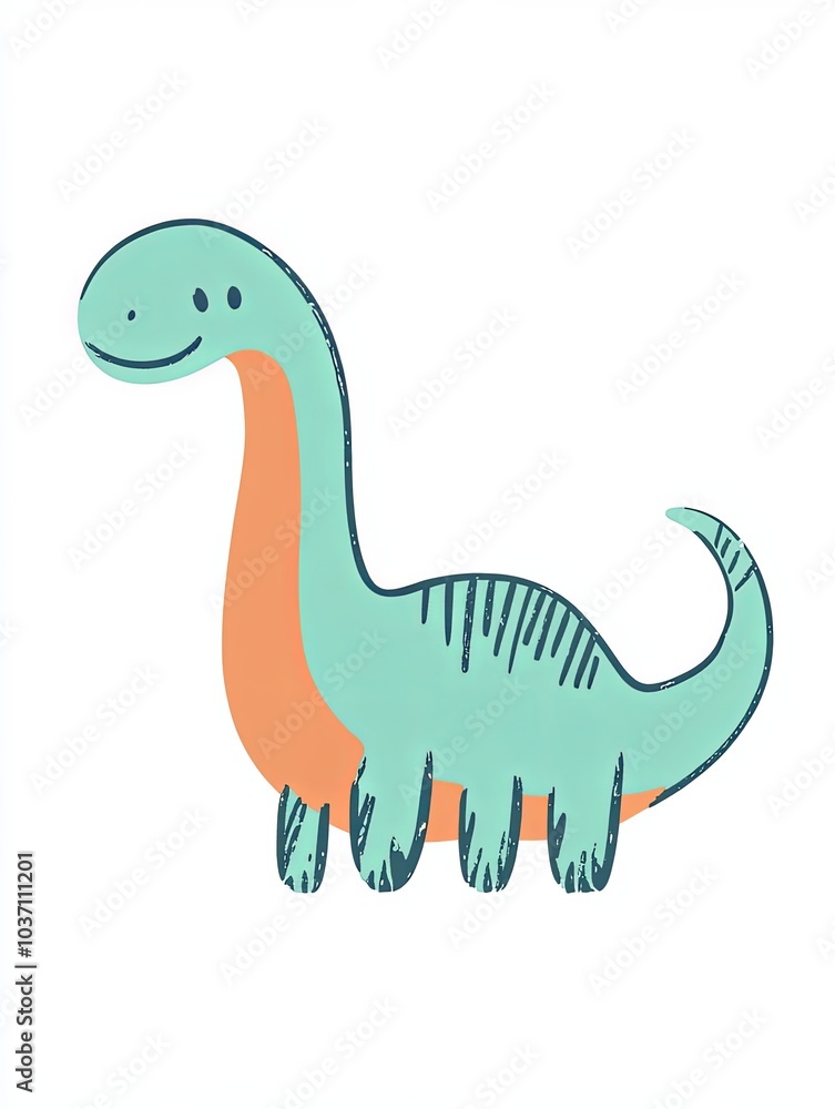 Fototapeta premium A simple cartoon illustration of a blue and orange dinosaur.
