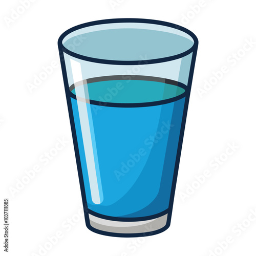 High-Quality Glass of Water Illustration – Stylish and Detailed Design on White Background