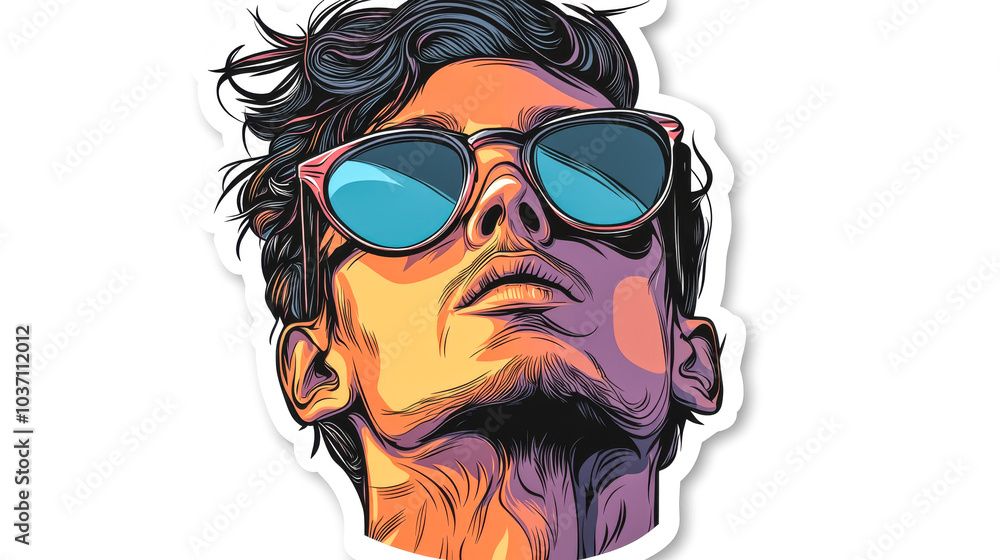 Cool Man with Sunglasses in Stylized Illustration Cool Man with Sunglasses in Stylized Illustration