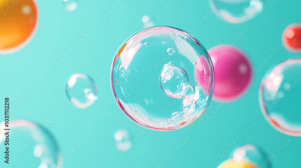 Colorful bubbles floating in a playful arrangement on a vibrant background. Colorful bubbles floating in a playful arrangement on a vibrant background.