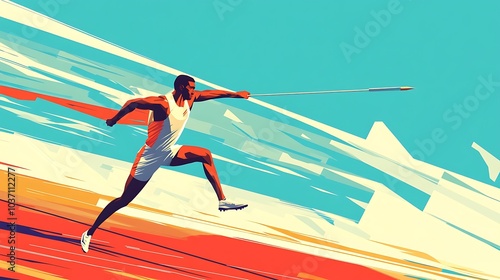 A Male Athlete Throwing A Javelin In Mid-Air During A Competition