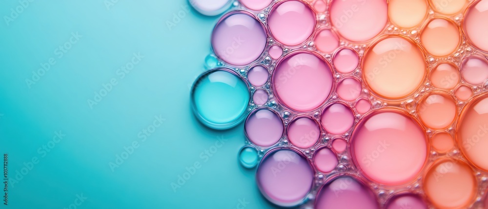 Colorful soap bubbles on a smooth gradient background. Colorful soap bubbles on a smooth gradient background.