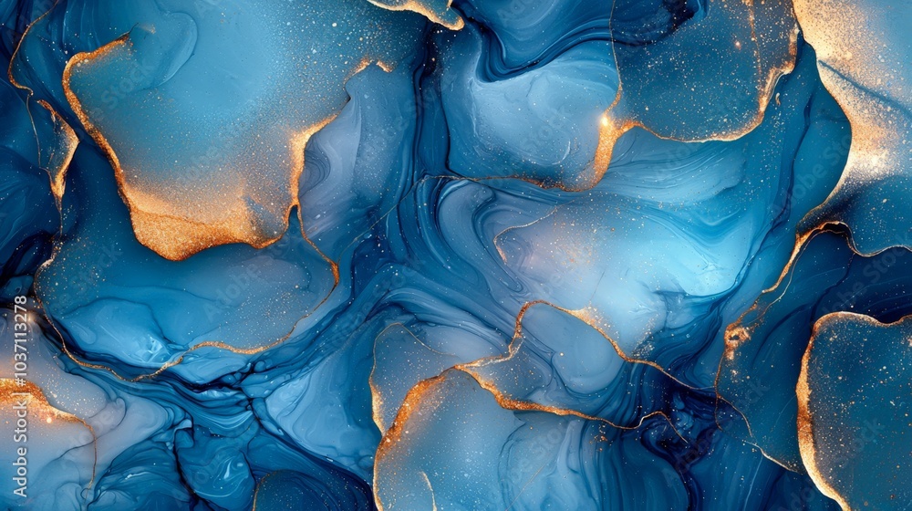 A vibrant abstract design featuring deep blue and gold hues, creating an elegant and fluid appearance. A vibrant abstract design featuring deep blue and gold hues, creating an elegant and fluid appearance.