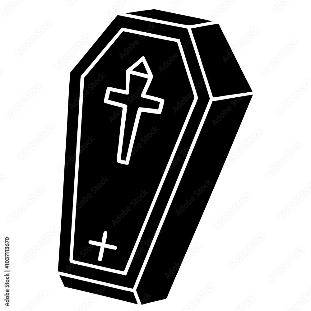 Obraz premium Halloween coffin silhouette vector icon
