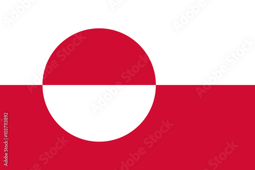 Official national flag of Greenland. Correct proportions and colors. Vector illustration