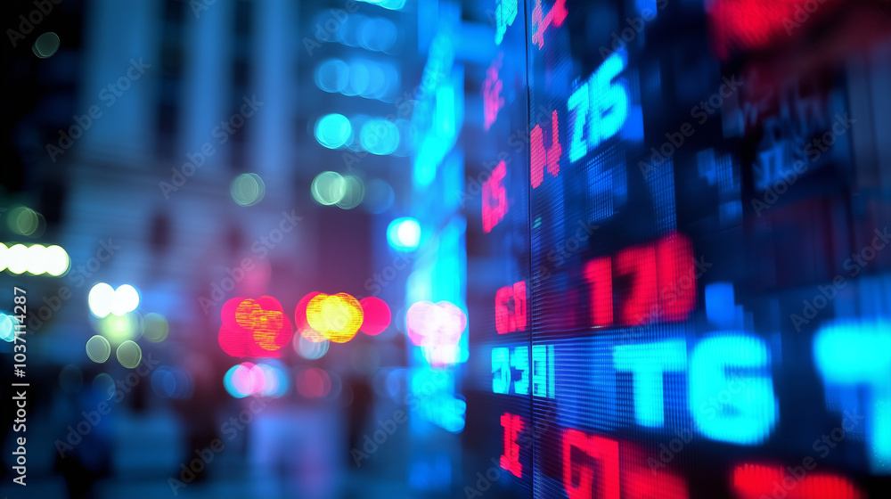 Fototapeta premium US stock market experiencing sharp losses, with significant declines in stock values and a downward trend in major indices, representing market volatility and financial downturn