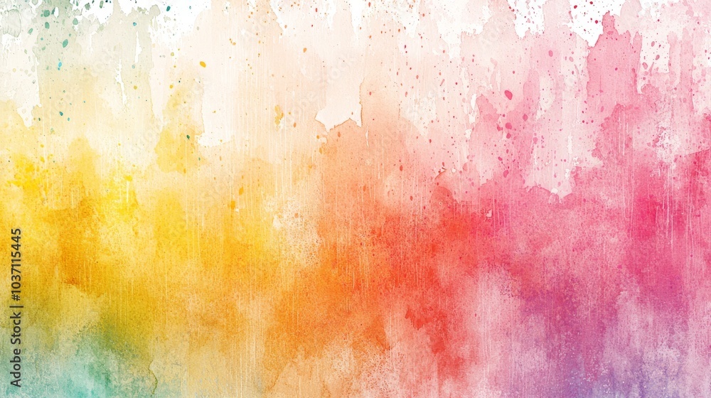 Fototapeta premium A vibrant watercolor gradient blending yellow, pink, and purple hues, creating an artistic, soft background.