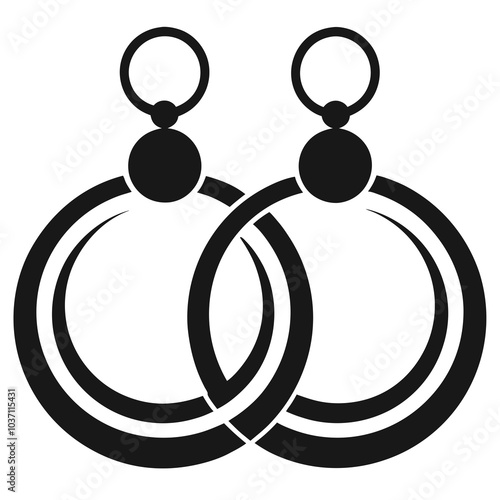  classic hoop earrings icon silhouette vector art illustration