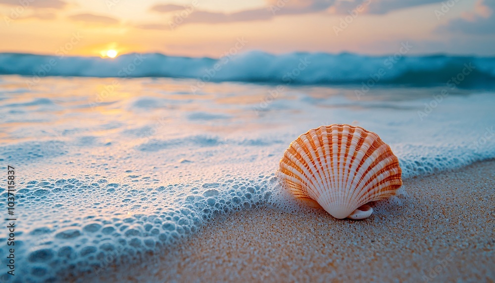 Tranquil Seashell: Beach Solitude Captured in Macro Beauty Tranquil Seashell: Beach Solitude Captured in Macro Beauty