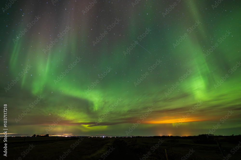 Fototapeta premium Northern lights over south of Iceland