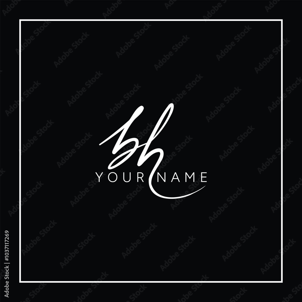 BH Initial Letter Signature Logo Template - Handwritten Vector Logo Template BH Initial Letter Signature Logo Template - Handwritten Vector Logo Template
