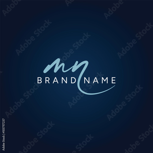 Initial Letter MN Vector Logo Template in handwritten Signature Style