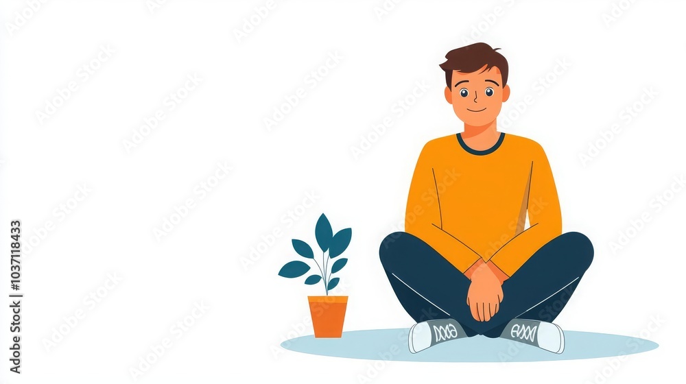 Introvert Shyness Individual sitting with knees drawn to chest, expressing shyness, flat design illustration Introvert Shyness Individual sitting with knees drawn to chest, expressing shyness, flat design illustration