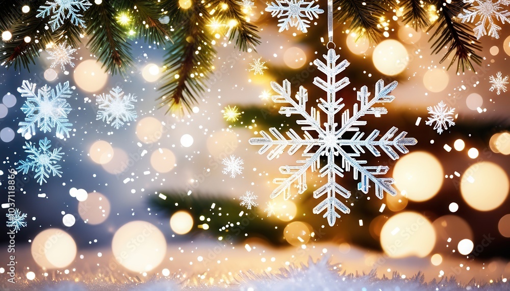 Christmas snowflakes on lights background Christmas snowflakes on lights background