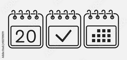 Vector icon page calendar - 20 day, agenda, done