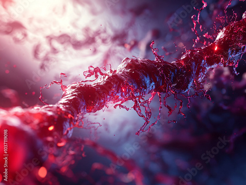 Dynamic Visualization of Red Blood Cells and Vascular Structures, Perfect for Medical, Biological, and Healthcare-Related Designs and Scientific Illustrations photo