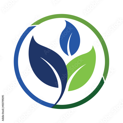 Circular Leaf Vector Logo Emblem.