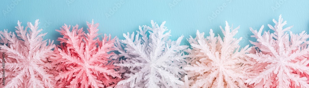 Naklejka premium Crystal snowflakes creating textured layers of ice, snowflakes crystals texture, layered winter wonder