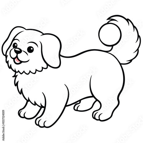 Fetching a ball Shih Tzu dog vector illustration