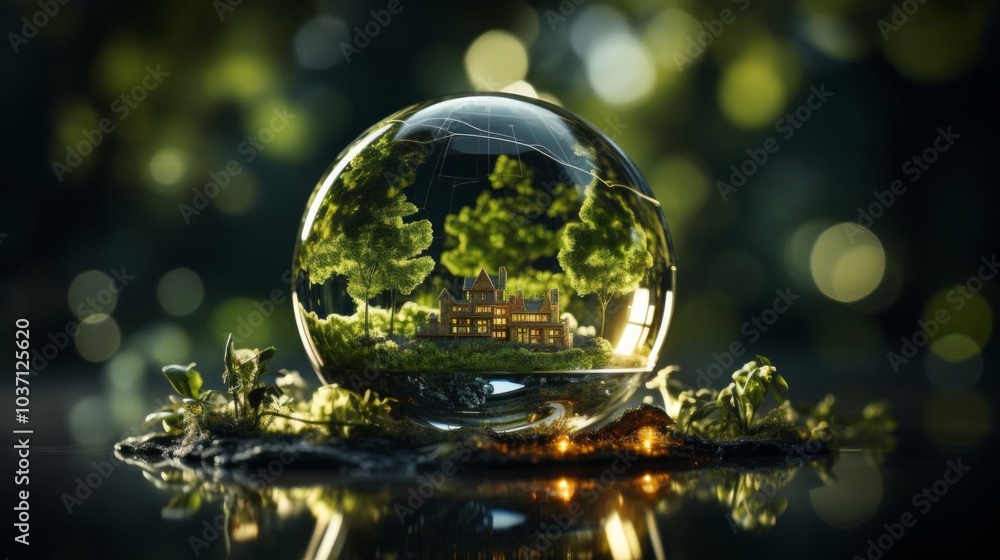 A glass ball with a tree inside of it A glass ball with a tree inside of it
