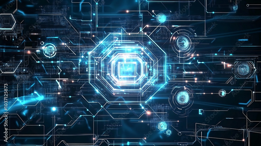 Abstract digital background with glowing lines and data. Abstract digital background with glowing lines and data.