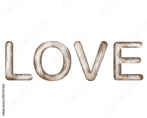 Foto Decorative love lettering in soft tones suitable for home decor or artistic proj