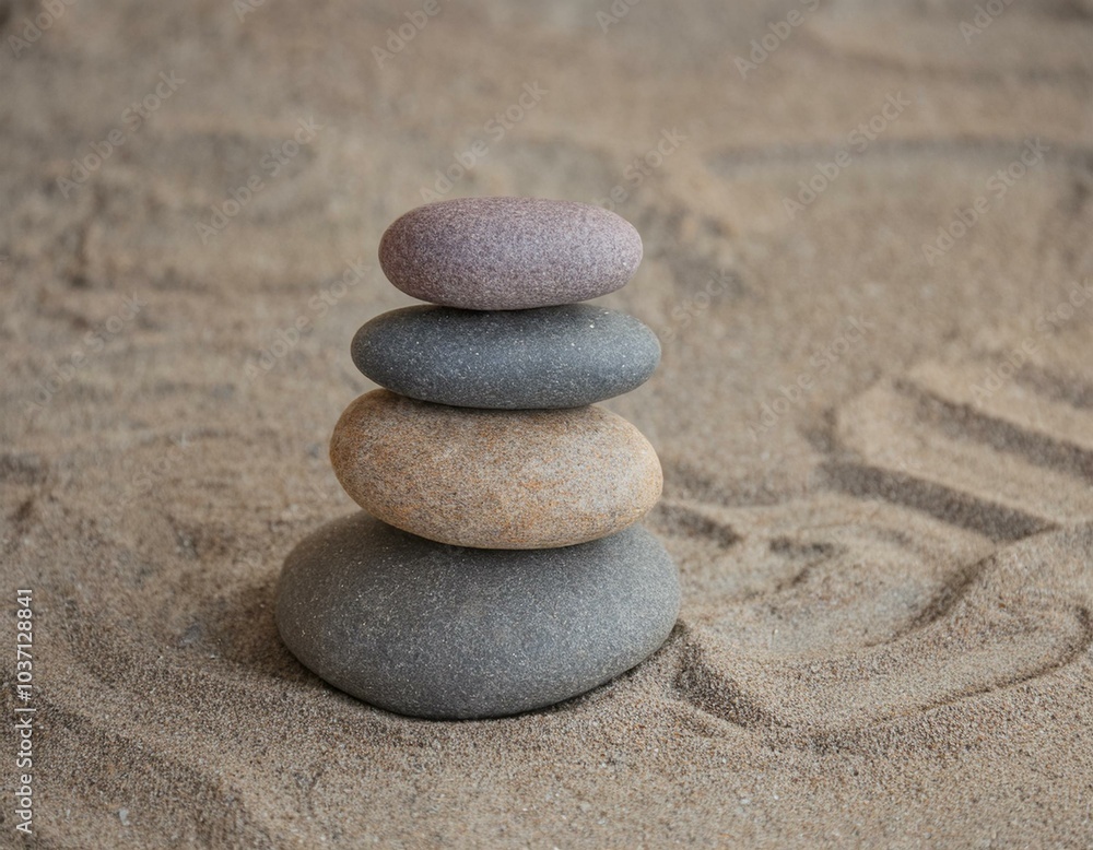 image harmonieuse de galets ronds aux couleurs douces en équilibre sur du sable en ia image harmonieuse de galets ronds aux couleurs douces en équilibre sur du sable en ia