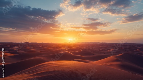 Golden Sunset Over Desert Dunes