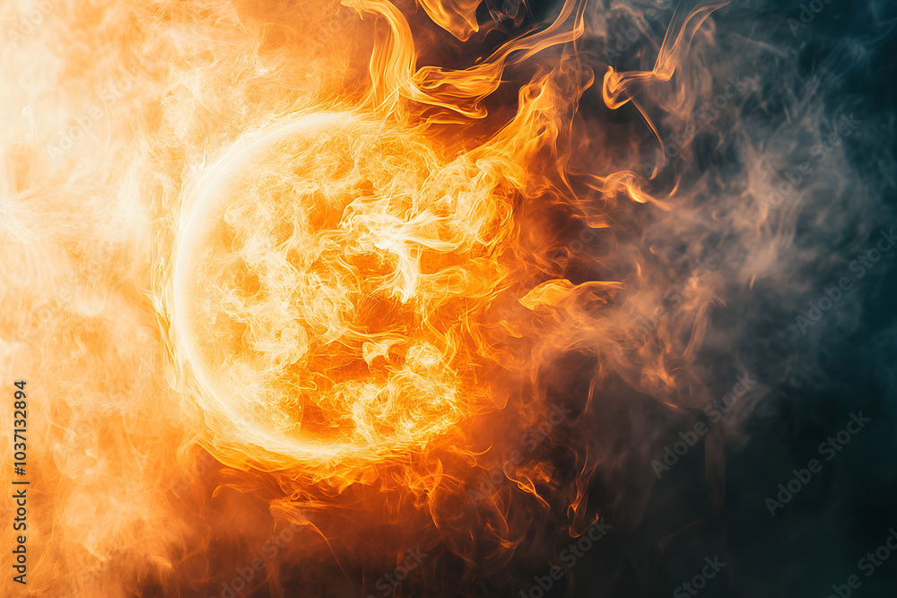 A close up of a sun with a lot of smoke coming out of it A close up of a sun with a lot of smoke coming out of it