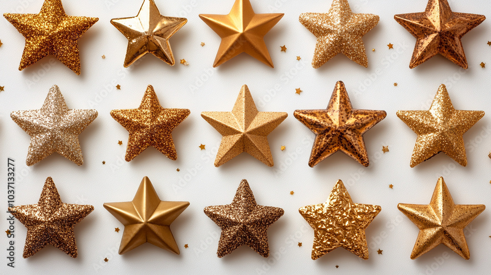 Obraz premium Gold stars on a white background