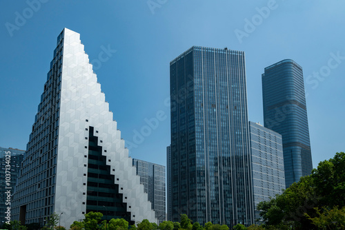 Modern office building glass windows