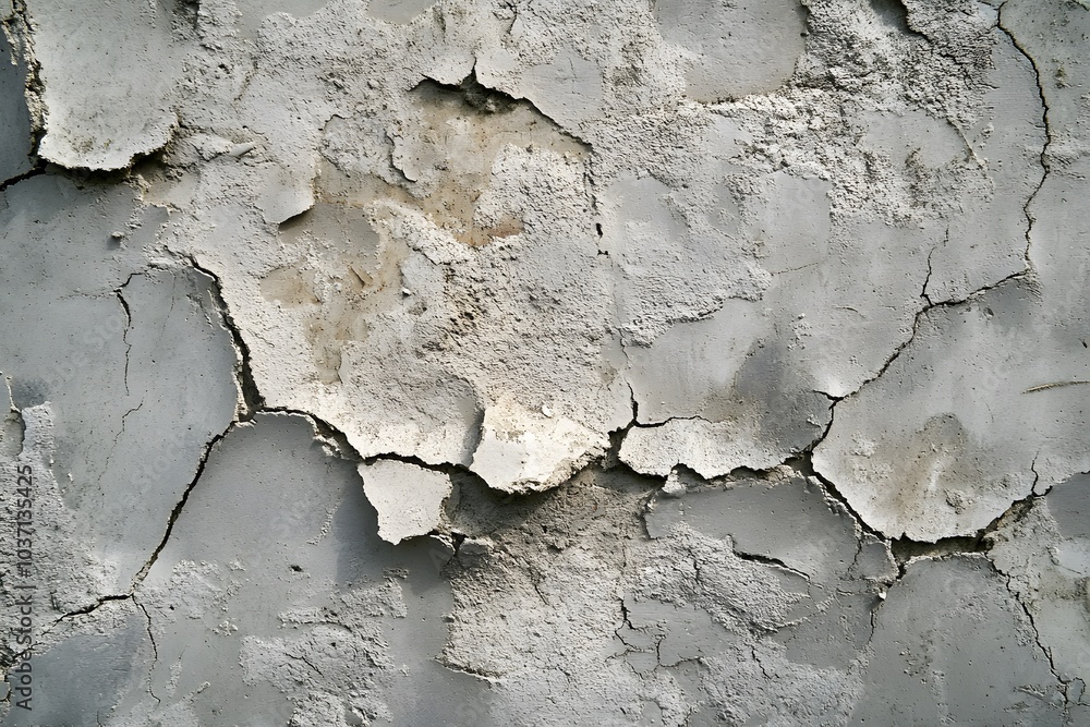 Cracked and Peeling Grey Concrete Wall Surface Cracked and Peeling Grey Concrete Wall Surface