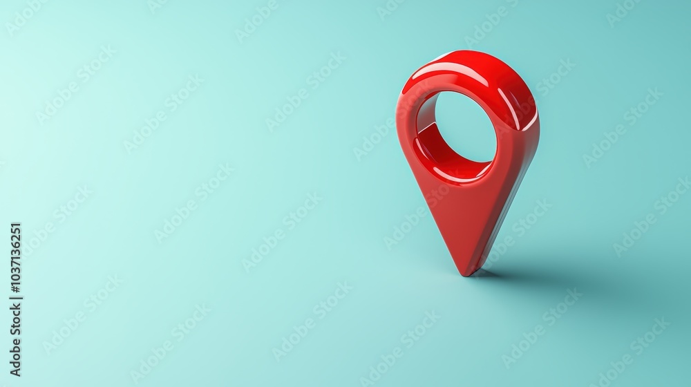 Red location pin on blue Red location pin on blue