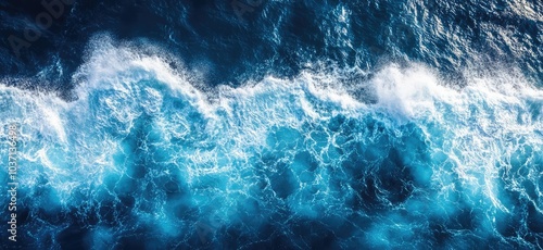 Aerial View of Ocean Waves. AI generated illustration.