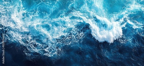 Aerial View of Ocean Waves. AI generated illustration.